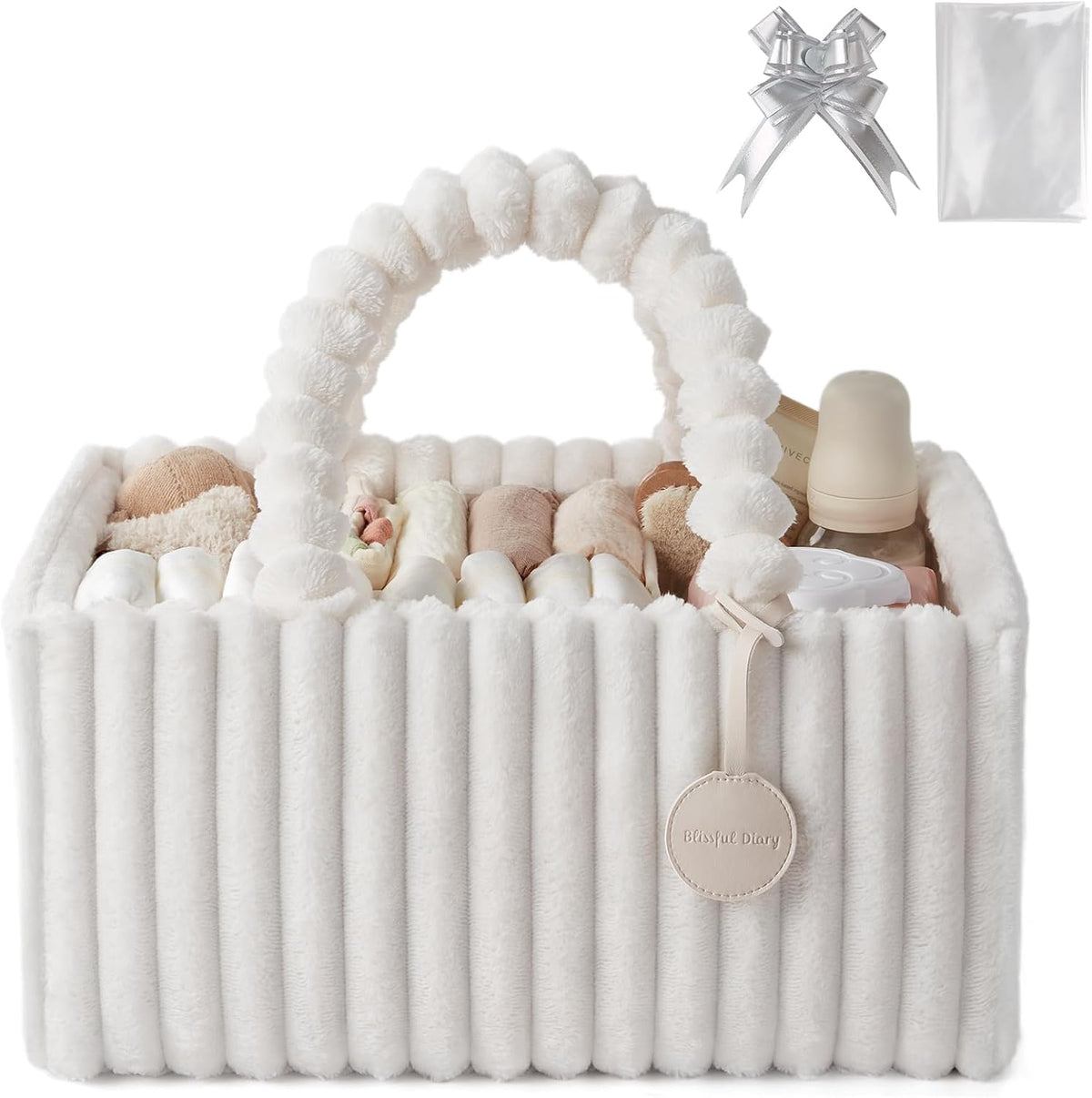 Flannel Diaper Caddy Organizer & Gift Packaging, Blush Pink