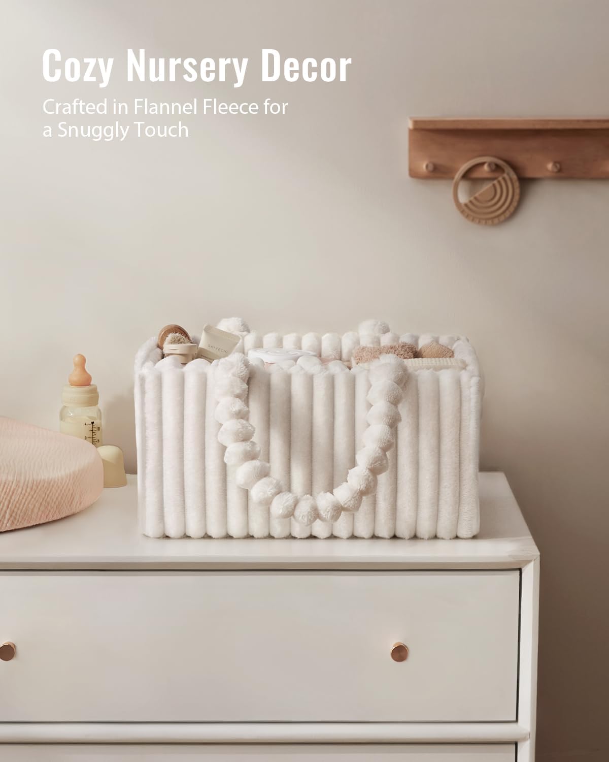Flannel Diaper Caddy Organizer & Gift Packaging, Blush Pink