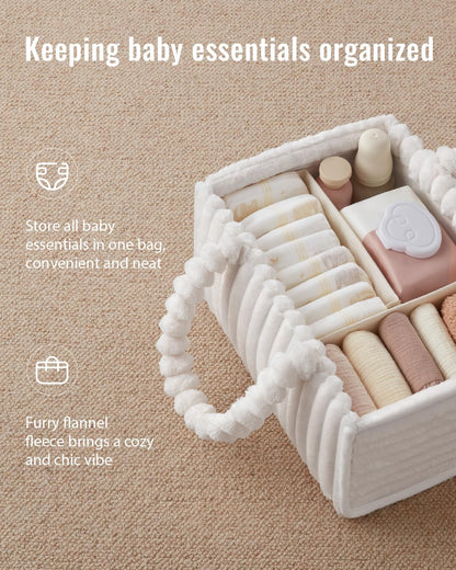 Flannel Diaper Caddy Organizer & Gift Packaging, Blush Pink