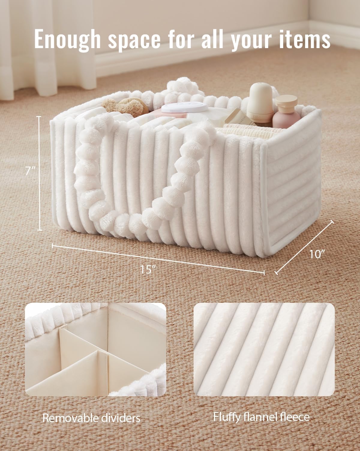 Flannel Diaper Caddy Organizer & Gift Packaging, Blush Pink