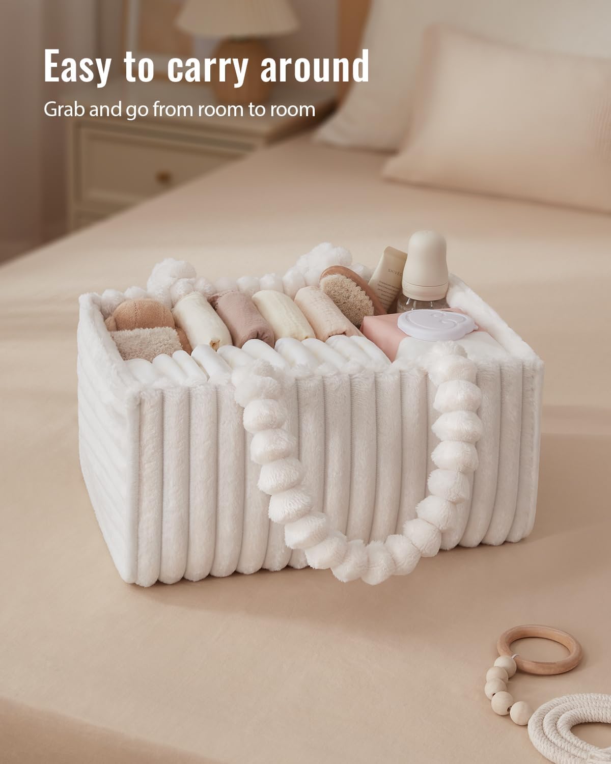 Flannel Diaper Caddy Organizer & Gift Packaging, Blush Pink