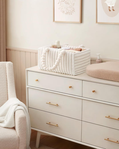 Flannel Diaper Caddy Organizer & Gift Packaging, Blush Pink
