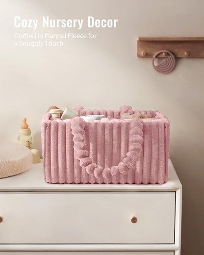 Flannel Diaper Caddy Organizer & Gift Packaging, Blush Pink