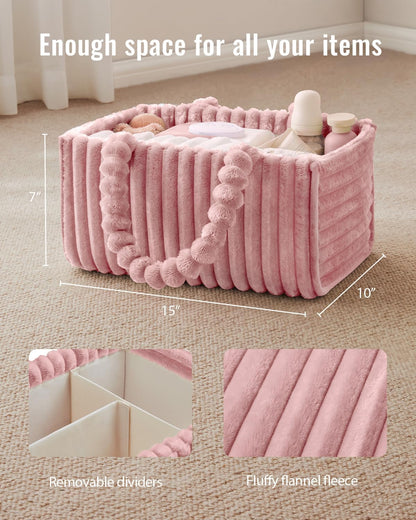 Flannel Diaper Caddy Organizer & Gift Packaging, Blush Pink