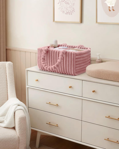 Flannel Diaper Caddy Organizer & Gift Packaging, Blush Pink