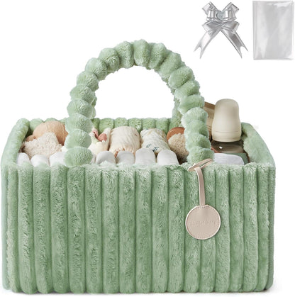 Flannel Diaper Caddy Organizer & Gift Packaging, Blush Pink