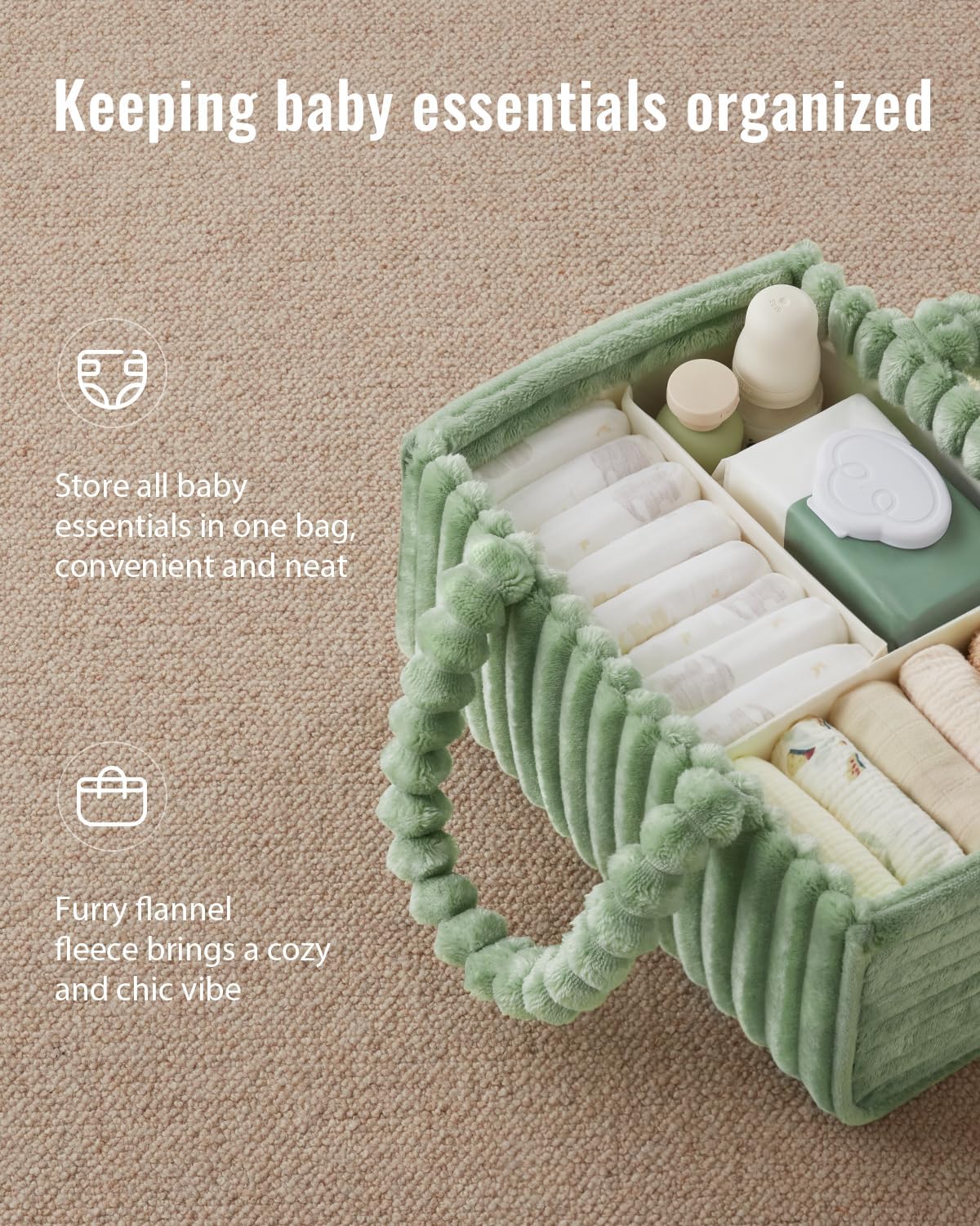 Flannel Diaper Caddy Organizer & Gift Packaging, Blush Pink