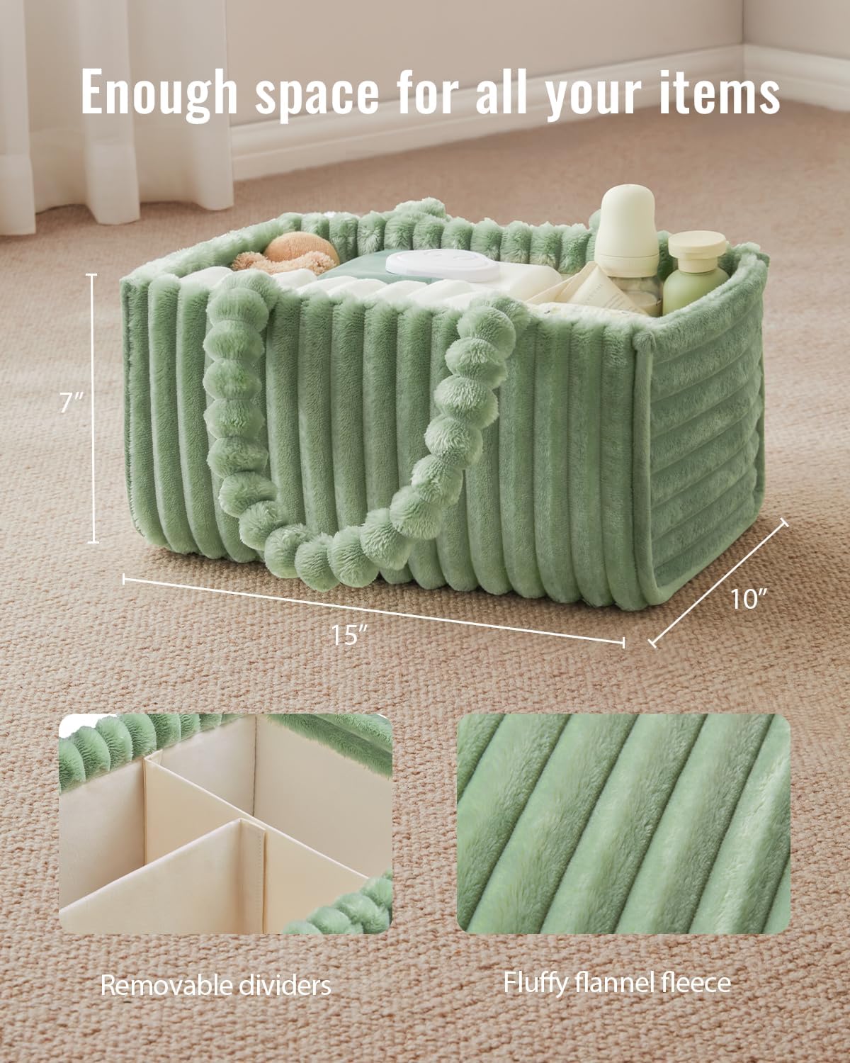 Flannel Diaper Caddy Organizer & Gift Packaging, Blush Pink