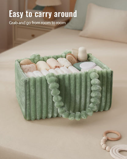 Flannel Diaper Caddy Organizer & Gift Packaging, Blush Pink