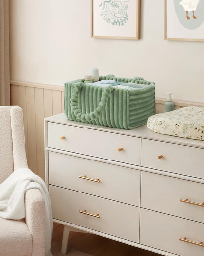 Flannel Diaper Caddy Organizer & Gift Packaging, Blush Pink