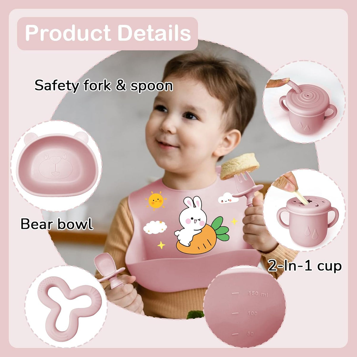 Silicone Baby Feeding Set, 11 Pcs Baby Led Weaning Supplies, Baby Spoons & Forks Suction Bowl Divided Plate Bib Cup, First Stage Solid Food Eating Utensils - 6+ Months (Green)