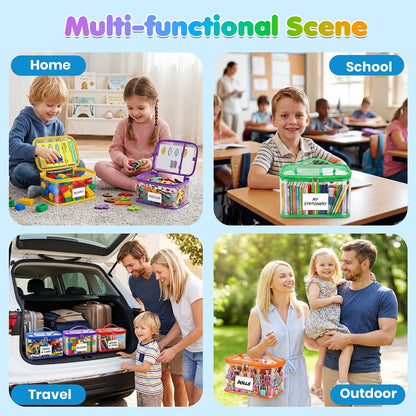 6-Pack Large Clear Toy Storage Bags Transparent Waterproof With Zippers & Labels Durable Reusable Organizer for Blocks,Puzzles & Games