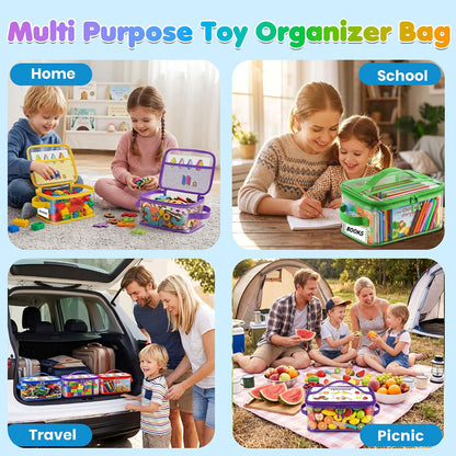 6-Pack Large Clear Toy Storage Bags Transparent Waterproof With Zippers & Labels Durable Reusable Organizer for Blocks,Puzzles & Games
