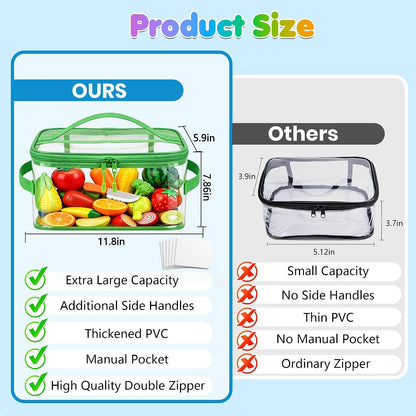 6-Pack Large Clear Toy Storage Bags Transparent Waterproof With Zippers & Labels Durable Reusable Organizer for Blocks,Puzzles & Games