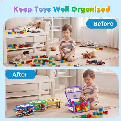 6-Pack Large Clear Toy Storage Bags Transparent Waterproof With Zippers & Labels Durable Reusable Organizer for Blocks,Puzzles & Games