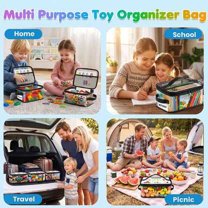 6-Pack Large Clear Toy Storage Bags Transparent Waterproof With Zippers & Labels Durable Reusable Organizer for Blocks,Puzzles & Games