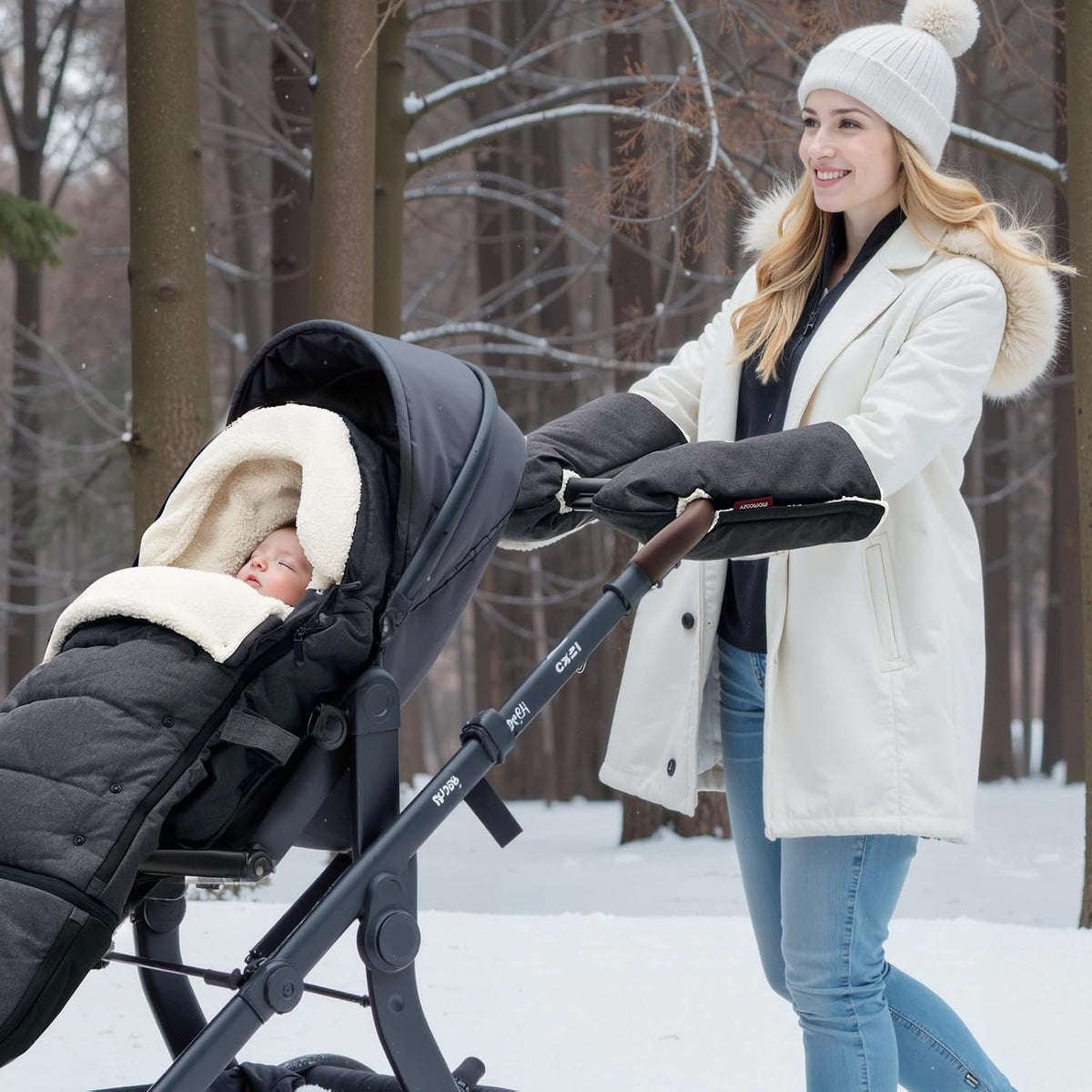 Universal Stroller Gloves, Plush Weatherproof Winter Handmuffs