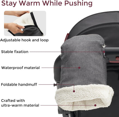 Universal Stroller Gloves, Plush Weatherproof Winter Handmuffs