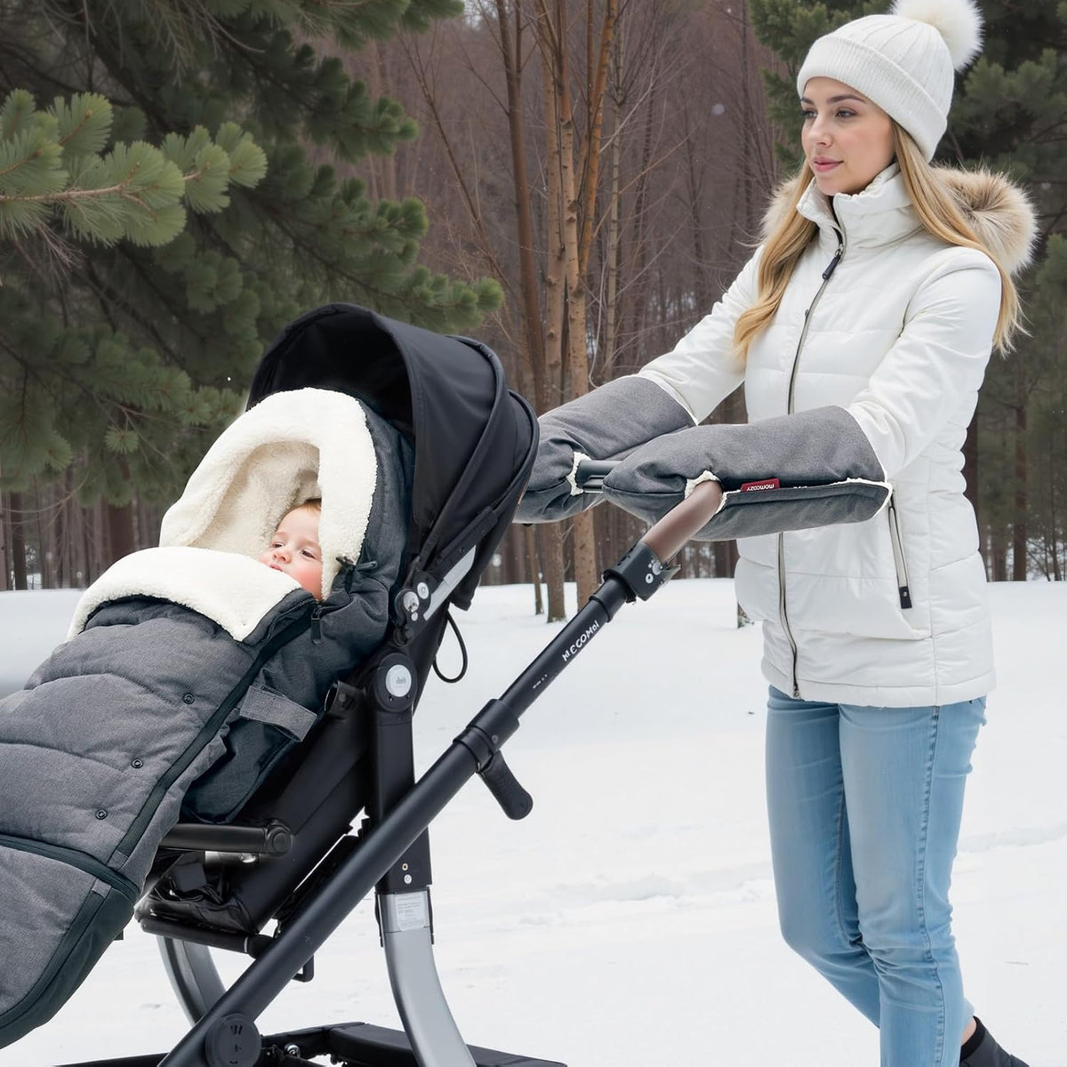 Universal Stroller Gloves, Plush Weatherproof Winter Handmuffs