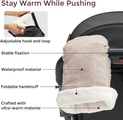 Universal Stroller Gloves, Plush Weatherproof Winter Handmuffs