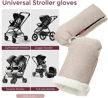 Universal Stroller Gloves, Plush Weatherproof Winter Handmuffs