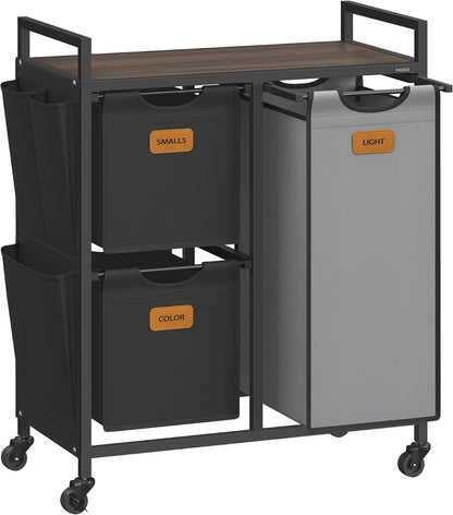 VASAGLE Laundry Hamper 3 Section, Laundry Sorter, 26.4 Gal. (100 L)