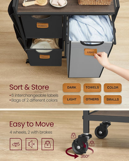 VASAGLE Laundry Hamper 3 Section, Laundry Sorter, 26.4 Gal. (100 L)