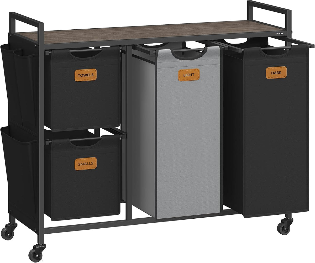 VASAGLE Laundry Hamper 3 Section, Laundry Sorter, 26.4 Gal. (100 L)