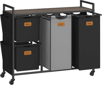 VASAGLE Laundry Hamper 3 Section, Laundry Sorter, 26.4 Gal. (100 L)
