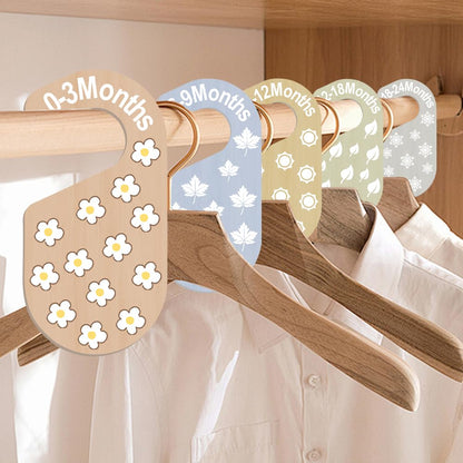 8pcs Baby Closet Dividers - Wooden Baby Clothes Organizer for Nursery & Closet - Adorable 8 Size Clothes Organizer with 8 Unique Designs - Dress Dividers for Boys & Girls (8 Patterns-9)