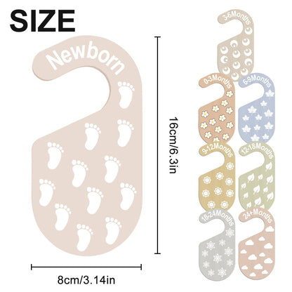 8pcs Baby Closet Dividers - Wooden Baby Clothes Organizer for Nursery & Closet - Adorable 8 Size Clothes Organizer with 8 Unique Designs - Dress Dividers for Boys & Girls (8 Patterns-9)