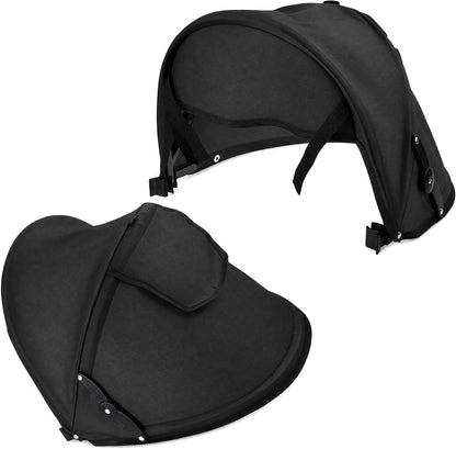 Universal Stroller Sun Shade Canopy Replacement - Adjustable UPF50+ Umbrella for Stroller with Mesh Window & Pocket - Clip On Stroller Shade Extender for Pram Pushchair Buggy