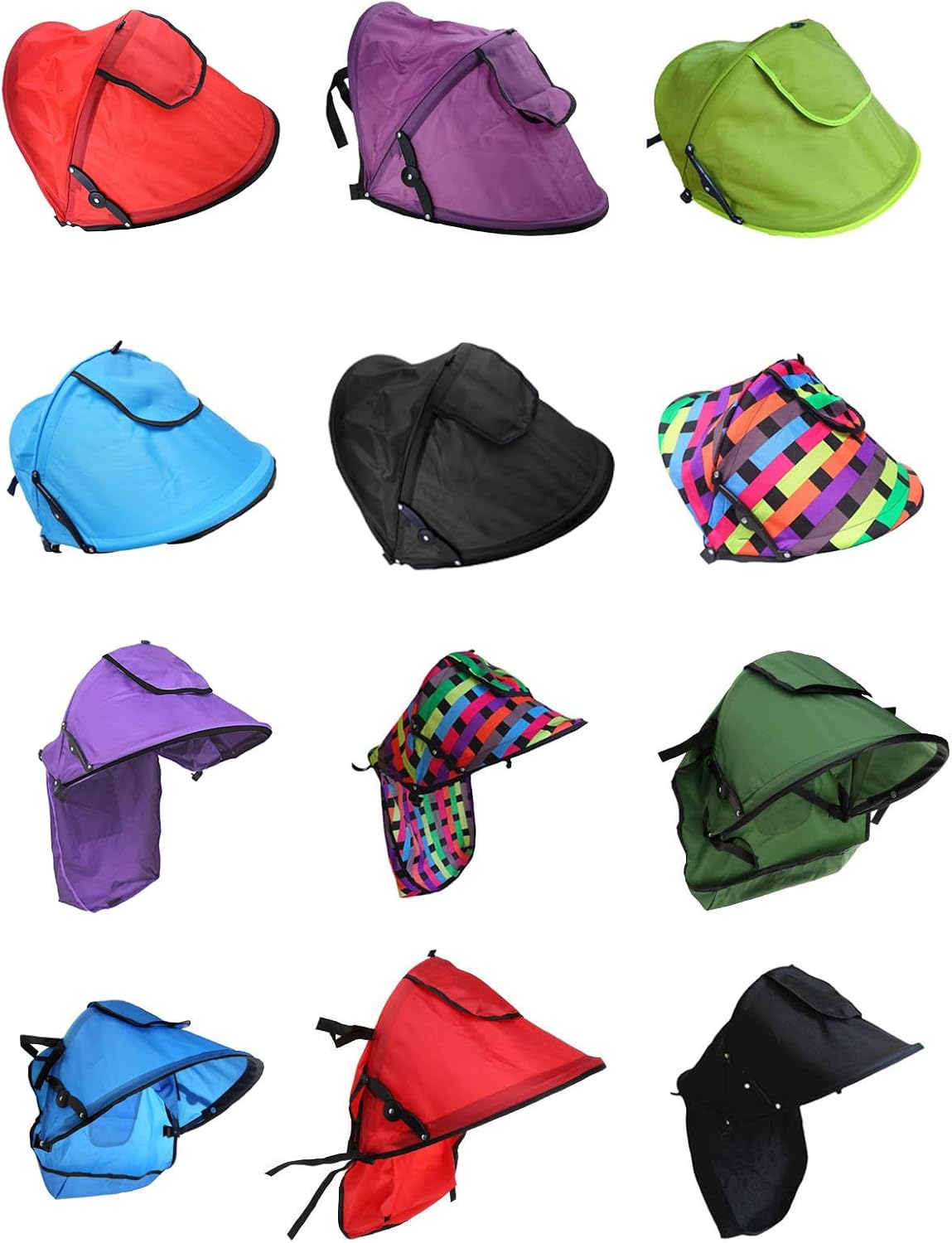 Universal Stroller Sun Shade Canopy Replacement - Adjustable UPF50+ Umbrella for Stroller with Mesh Window & Pocket - Clip On Stroller Shade Extender for Pram Pushchair Buggy