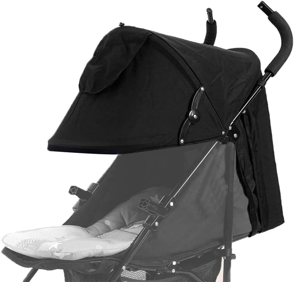 Summer Baby Strollers Awning Sunshade Pram Sun Shade Cover UPF50+ Sun Cover for Pushchair Buggy UV Protection Sun Visor Toddler Blackout Blind with Viewing Window Pockets Windproof Rain Cover Canopy