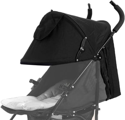 Summer Baby Strollers Awning Sunshade Pram Sun Shade Cover UPF50+ Sun Cover for Pushchair Buggy UV Protection Sun Visor Toddler Blackout Blind with Viewing Window Pockets Windproof Rain Cover Canopy