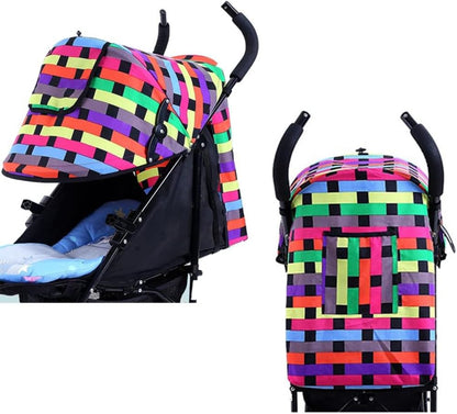 Summer Baby Strollers Awning Sunshade Pram Sun Shade Cover UPF50+ Sun Cover for Pushchair Buggy UV Protection Sun Visor Toddler Blackout Blind with Viewing Window Pockets Windproof Rain Cover Canopy