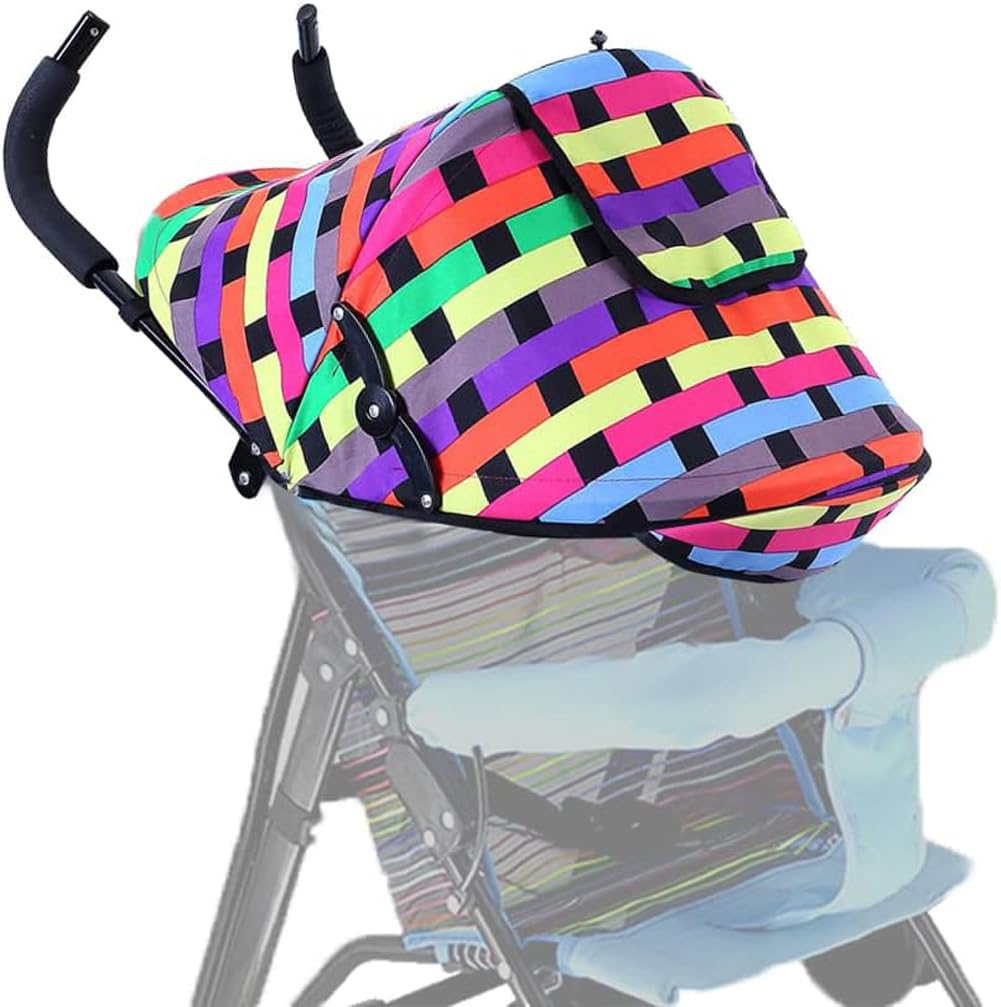 Summer Baby Strollers Awning Sunshade Pram Sun Shade Cover UPF50+ Sun Cover for Pushchair Buggy UV Protection Sun Visor Toddler Blackout Blind with Viewing Window Pockets Windproof Rain Cover Canopy