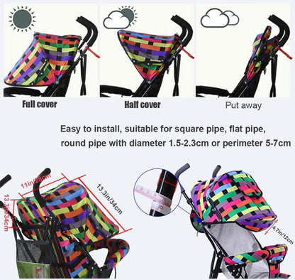 Summer Baby Strollers Awning Sunshade Pram Sun Shade Cover UPF50+ Sun Cover for Pushchair Buggy UV Protection Sun Visor Toddler Blackout Blind with Viewing Window Pockets Windproof Rain Cover Canopy