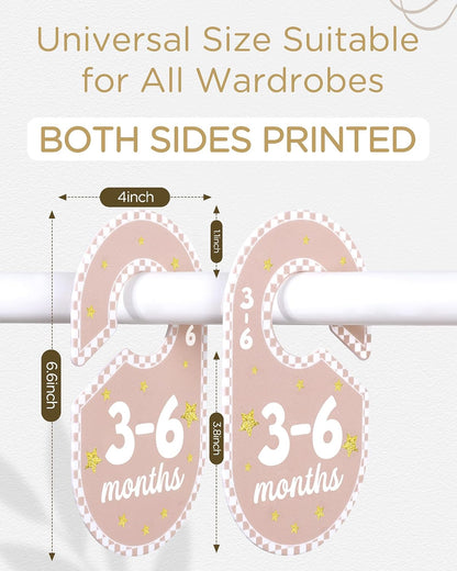Baby Closet Dividers for Clothes Organizer,Set of 8 Neutral Double-Sided Baby Clothes Size Labels,Nursery Organization for Newborn Clothing, Infant to 24 Months Boy & Girl