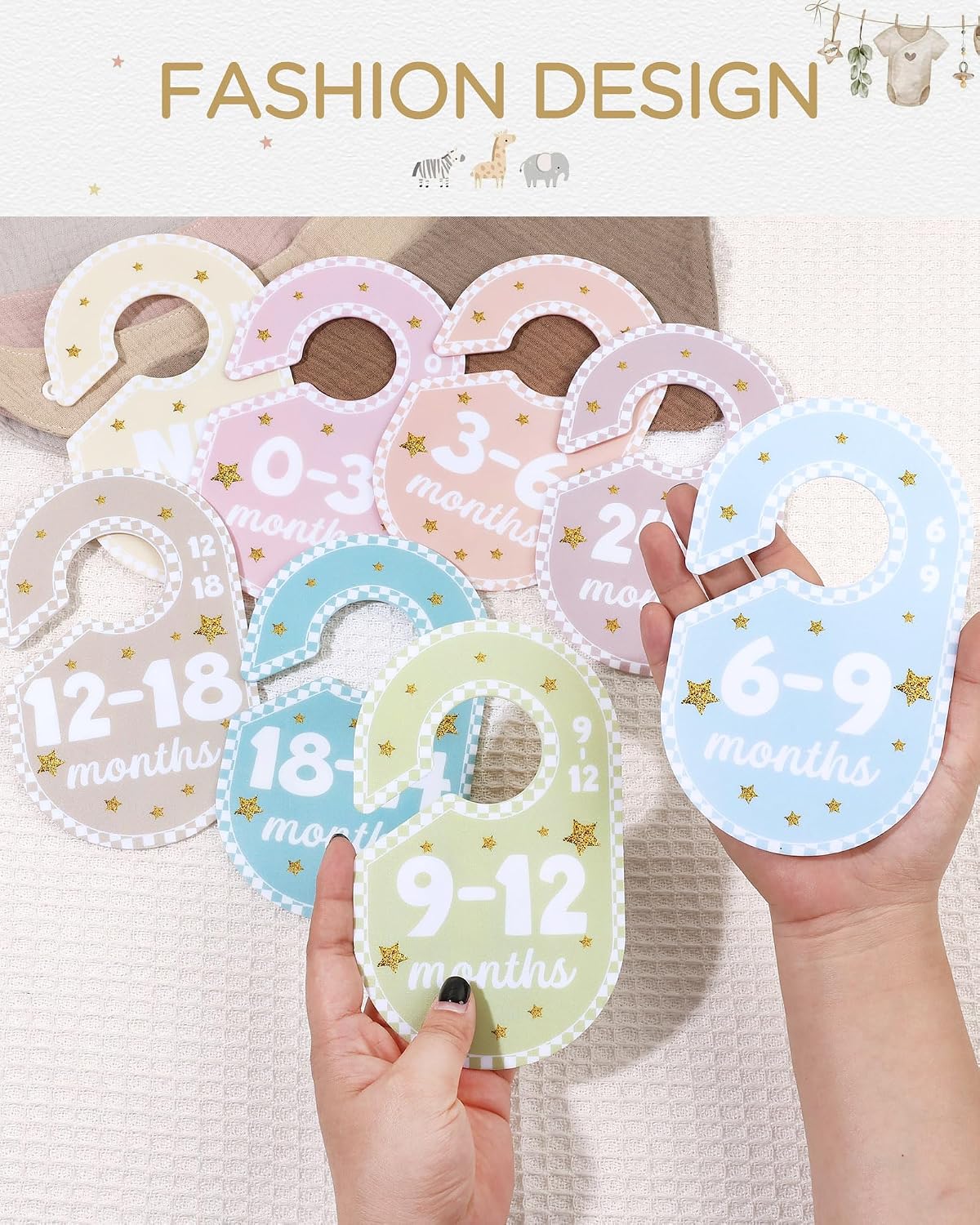 Baby Closet Dividers for Clothes Organizer,Set of 8 Neutral Double-Sided Baby Clothes Size Labels,Nursery Organization for Newborn Clothing, Infant to 24 Months Boy & Girl
