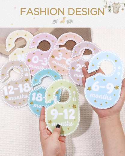 Baby Closet Dividers for Clothes Organizer,Set of 8 Neutral Double-Sided Baby Clothes Size Labels,Nursery Organization for Newborn Clothing, Infant to 24 Months Boy & Girl