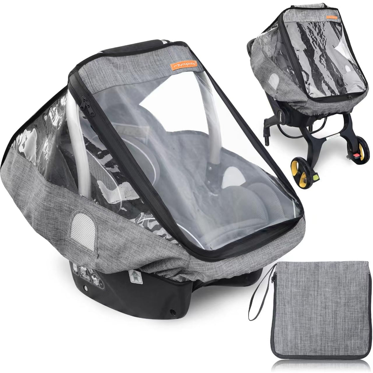 Stroller Rain Cover,Universal Stroller Accessory,Waterproof,Windproof Protection,Protect from Dust Snow,Baby Travel Weather Shield(Grey)