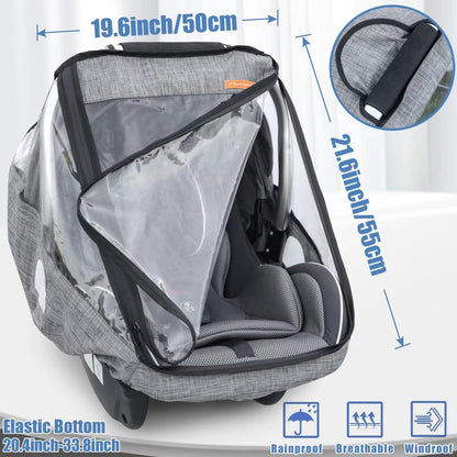 Stroller Rain Cover,Universal Stroller Accessory,Waterproof,Windproof Protection,Protect from Dust Snow,Baby Travel Weather Shield(Grey)