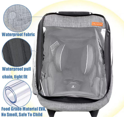 Stroller Rain Cover,Universal Stroller Accessory,Waterproof,Windproof Protection,Protect from Dust Snow,Baby Travel Weather Shield(Grey)