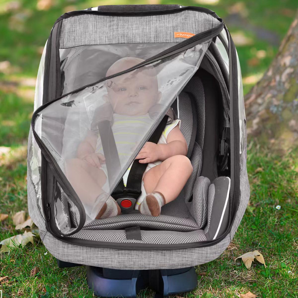 Stroller Rain Cover,Universal Stroller Accessory,Waterproof,Windproof Protection,Protect from Dust Snow,Baby Travel Weather Shield(Grey)