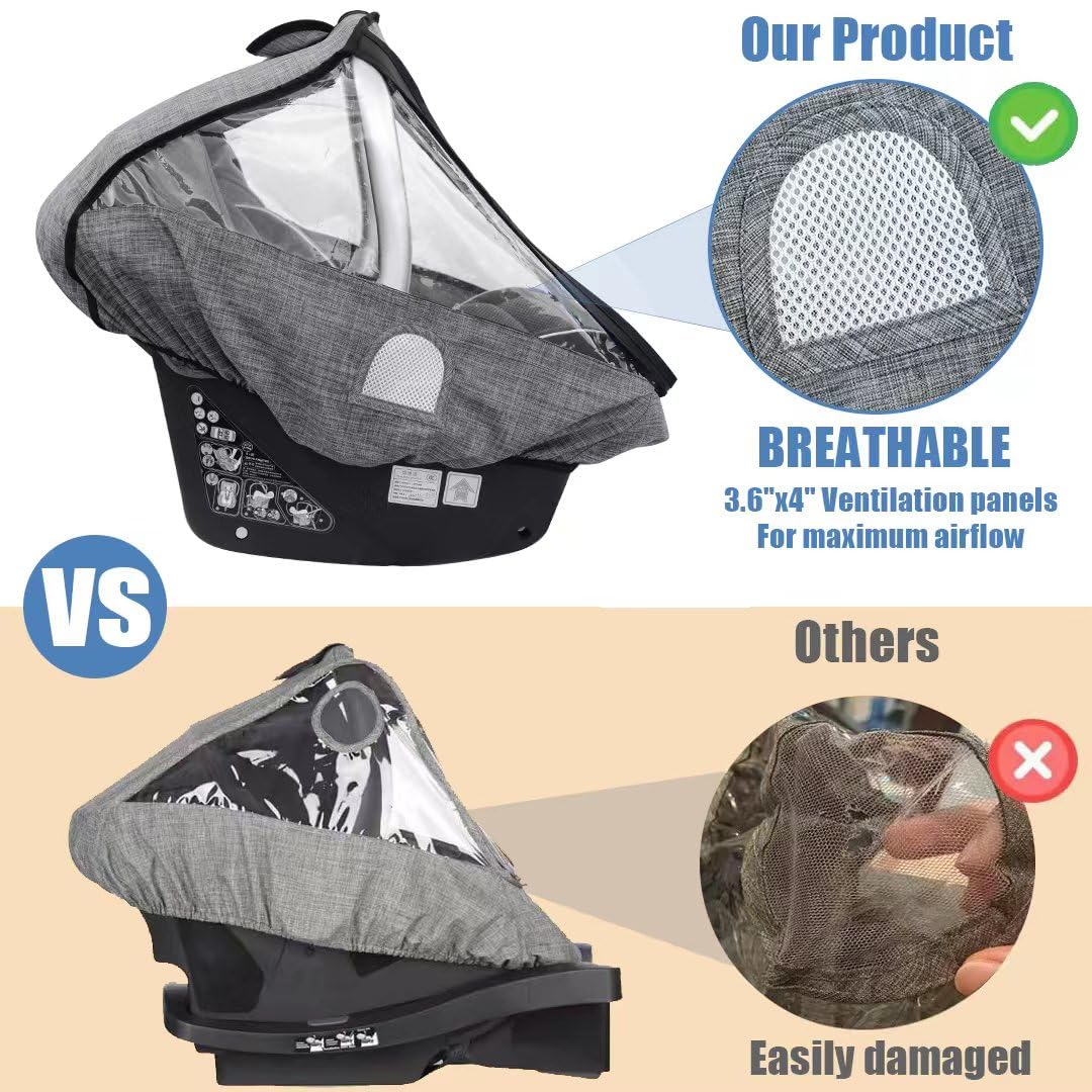 Stroller Rain Cover,Universal Stroller Accessory,Waterproof,Windproof Protection,Protect from Dust Snow,Baby Travel Weather Shield(Grey)