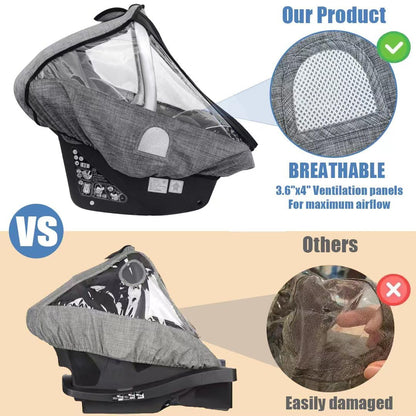 Stroller Rain Cover,Universal Stroller Accessory,Waterproof,Windproof Protection,Protect from Dust Snow,Baby Travel Weather Shield(Grey)