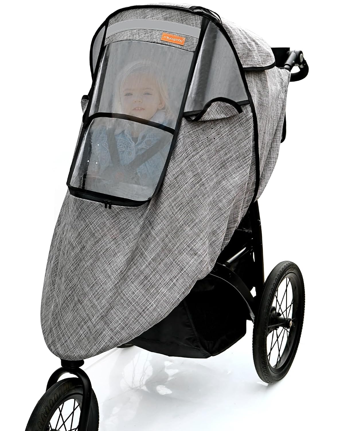 Stroller Rain Cover,Universal Stroller Accessory,Waterproof,Windproof Protection,Protect from Dust Snow,Baby Travel Weather Shield(Grey)