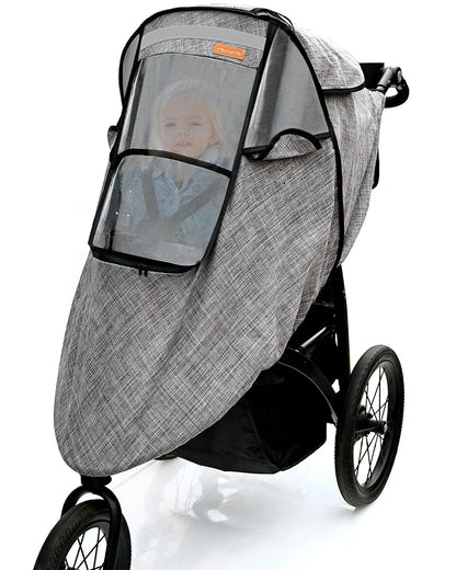 Stroller Rain Cover,Universal Stroller Accessory,Waterproof,Windproof Protection,Protect from Dust Snow,Baby Travel Weather Shield(Grey)