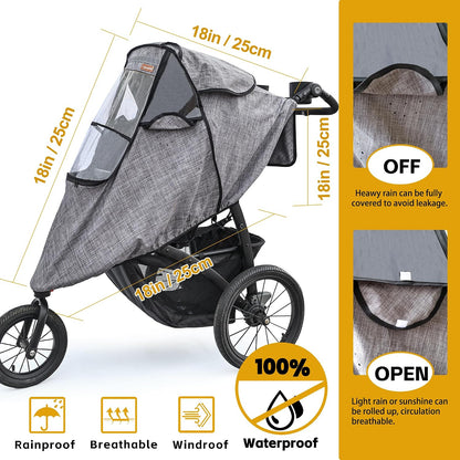 Stroller Rain Cover,Universal Stroller Accessory,Waterproof,Windproof Protection,Protect from Dust Snow,Baby Travel Weather Shield(Grey)